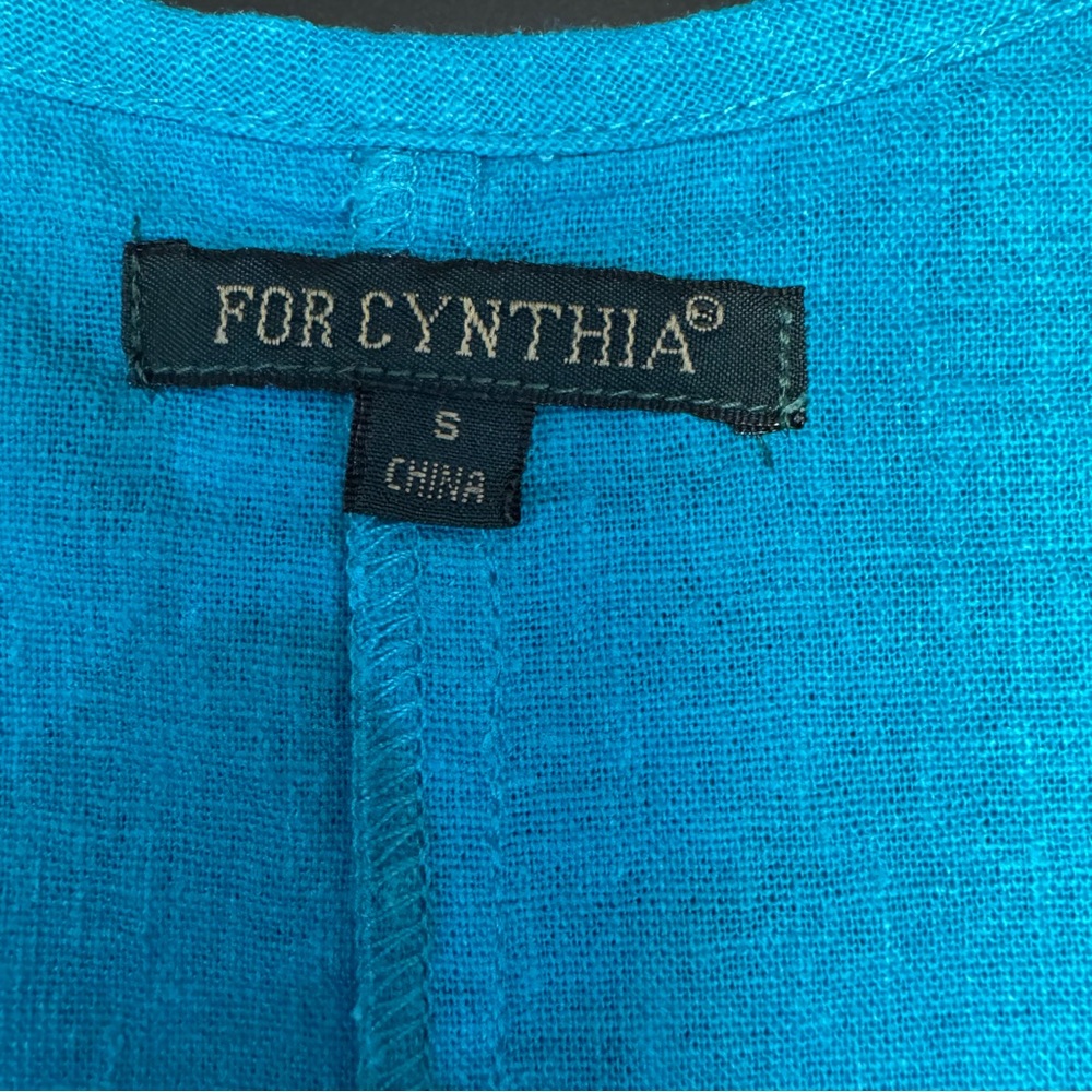 For Cynthia Blue Asymmetrical Oversized Tunic Tank Top Turquoise - Picture 5 of 11